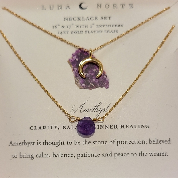 Luna Norte Gold plated 2 pc double Layer Necklaces With 14kt gold plated 16” - Picture 3 of 6